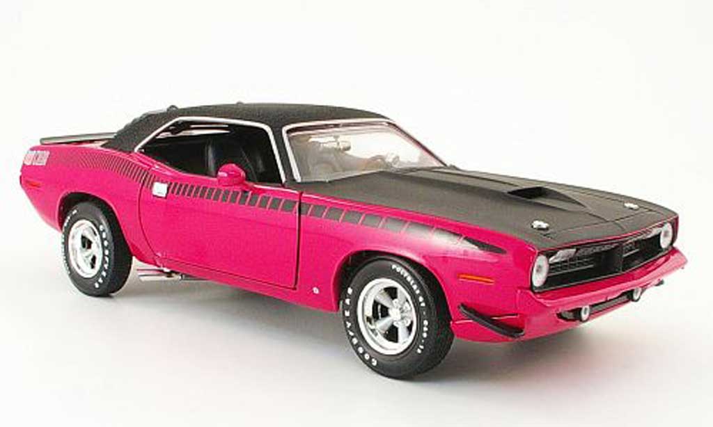 Plymouth Cuda 1970 1/18 Ertl 1970 aar pink/mattzwart avec vinyldach modelauto