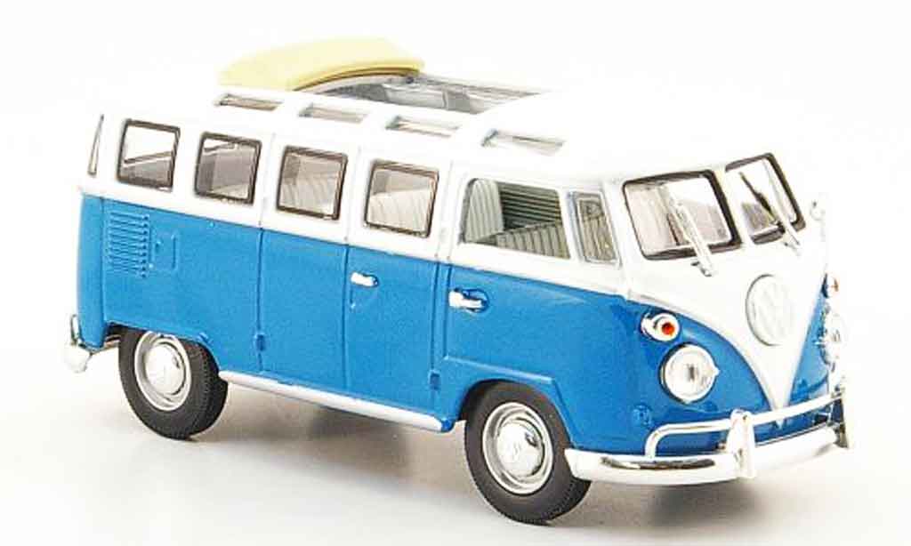 Volkswagen Combi 1/43 Yat Ming t1 samba blauw wit 1962 modelauto