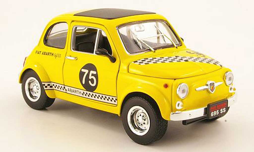 Fiat 500 Abarth 1/18 Mondo Motors Abarth 695ss geel no.75 modelauto