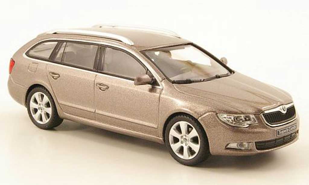 Skoda Superb 2009 1/43 Abrex 2009 II Combi grijsbruin modelauto