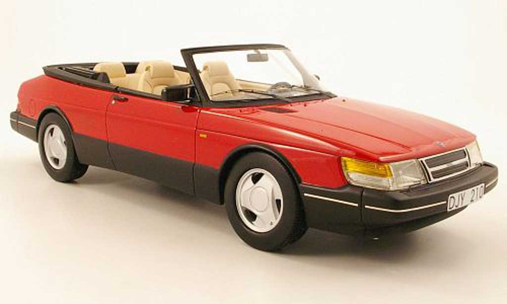 Saab 900 1/18 Neo cabriolet rood zwart 1987 modelauto