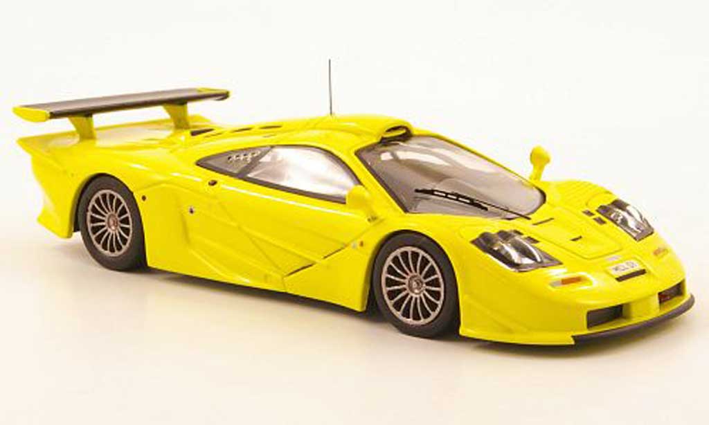 McLaren F1 1/43 IXO GTR Long Tail geel Homologationsmodell 1997 modelauto