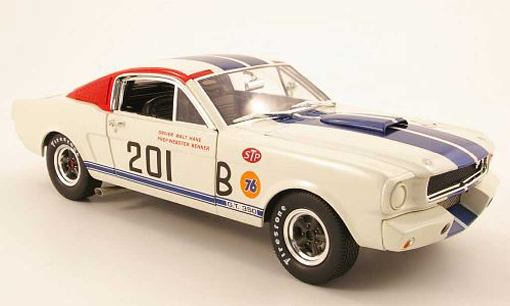 Shelby GT 350 1966 1/18 Shelby Collectibles 1966 r no.201 wit/blauw modelauto