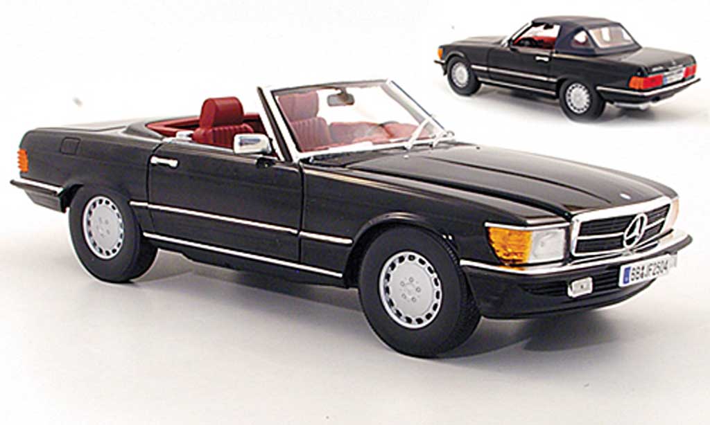 Mercedes 300 1/18 Norev SL (R107) zwart 1978 modelauto