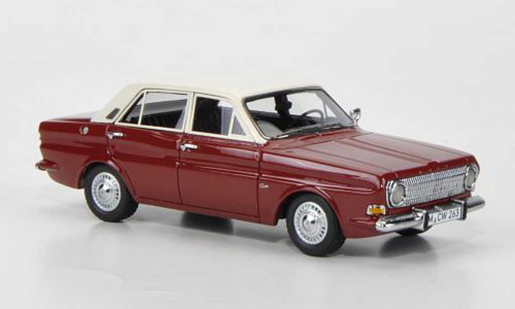 Ford Taunus 1966 1/43 Neo 1966 12m P6 rood/wit 4-portes limited edition modelauto