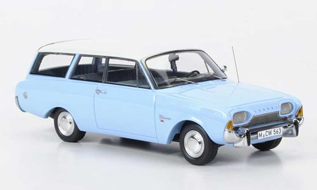 Ford Taunus 1960 1/43 Neo 1960 17m P3 Turnier blauw/wit limited edition modelauto