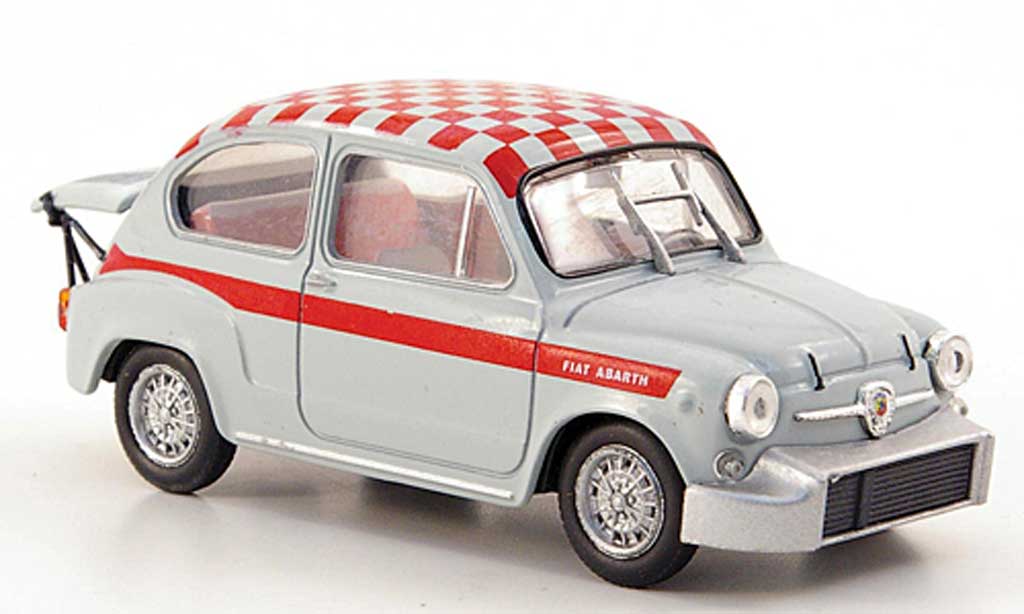 Fiat Abarth 1000 1/43 Hachette Berlina/Corsa grijs/rood-kariert 1967 modelauto
