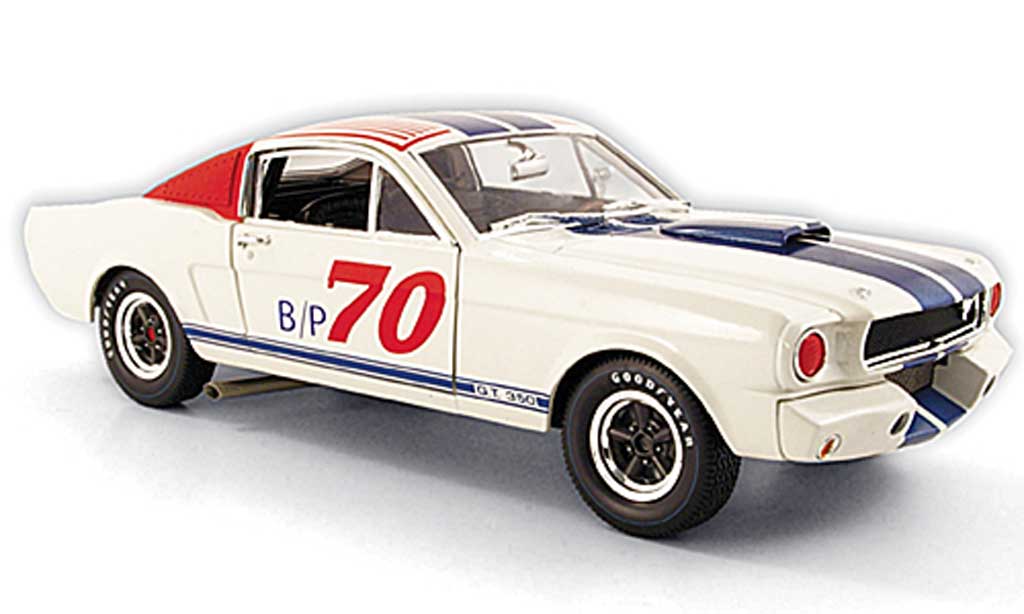 Shelby GT 350 1965 1/18 Shelby Collectibles 1965 r no.70 bp wit/rood/blauw modelauto
