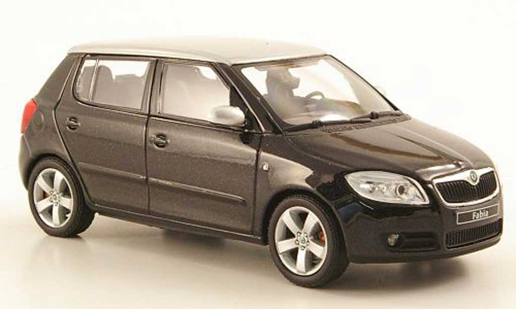Skoda Fabia II 1/43 Abrex II zwart avec grijs nem Dach 2006 modelauto