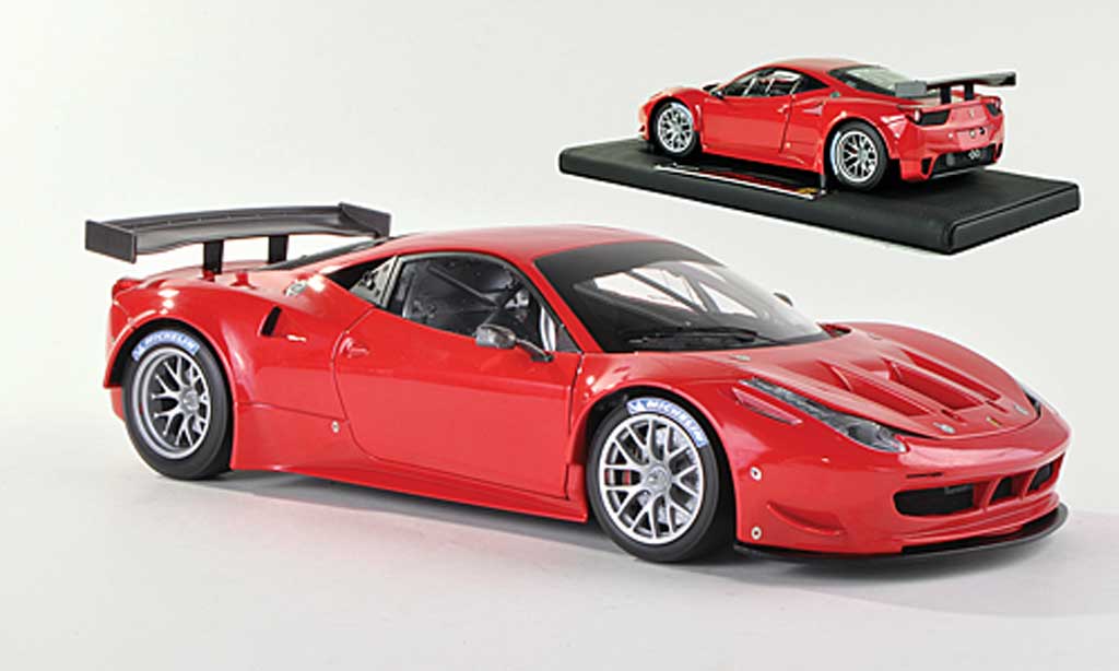 Ferrari 458 Italia GT2 1/18 Hot Wheels Elite Italia GT2 rood Presentationsfahrzeug (Elite Special) modelauto