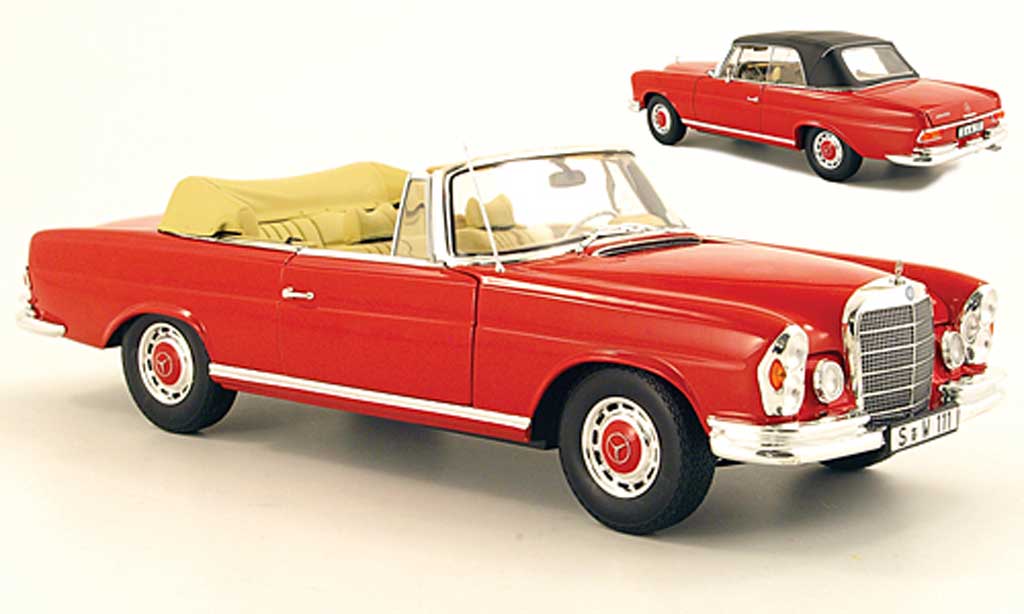 Mercedes 280 1969 1/18 Norev 1969 SE Cabriolet (W111) rood modelauto