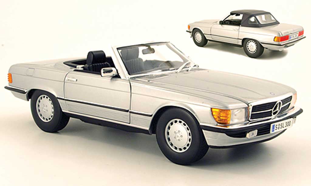 Mercedes 300 SL 1/18 Norev SL (R107) grijs metallic modelauto