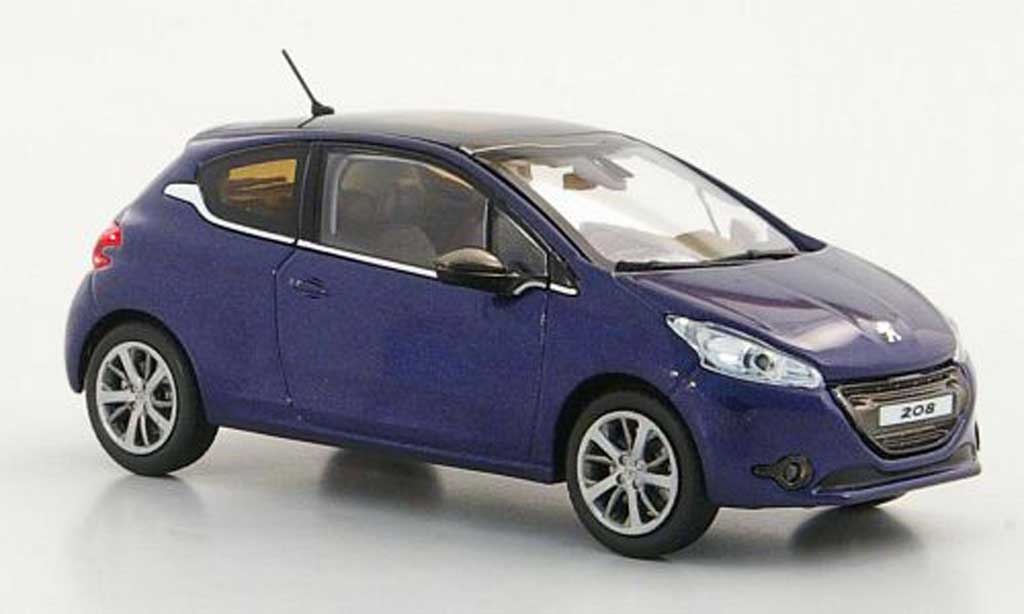 Peugeot 208 1/43 Norev blauw 3-portes modelauto