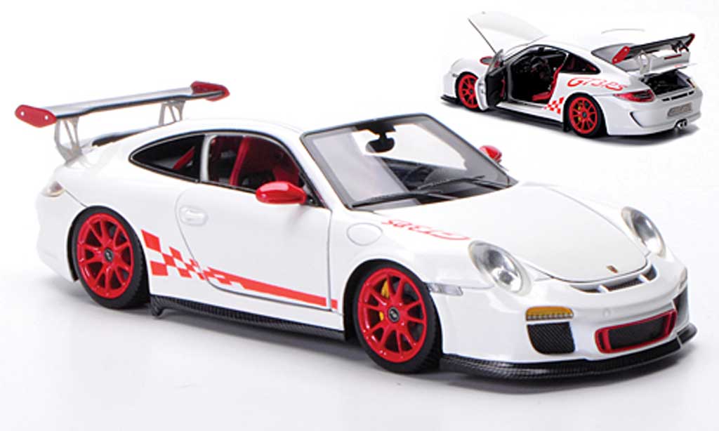 Porsche 997 GT3 RS 1/43 FrontiArt GT3 RS 2010 wit/rood modelauto