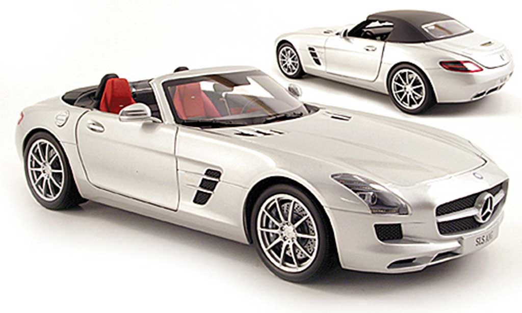 Mercedes SLS 1/18 Minichamps roadster AMG Roadster (R197) grijs metallic 2011 modelauto