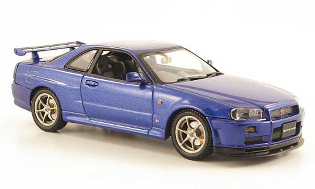 Nissan Skyline R34 1/43 Autoart R34 GT-R blauw 1999 modelauto