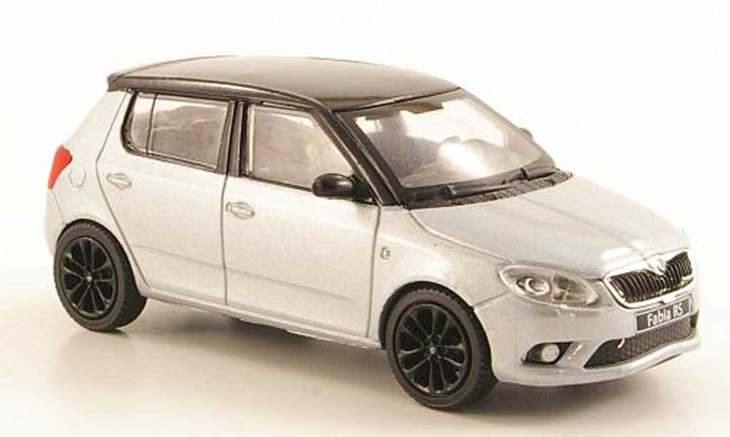 Skoda Fabia II 1/43 Abrex II grijs avec zwartem Dach und Felgen 2010 modelauto