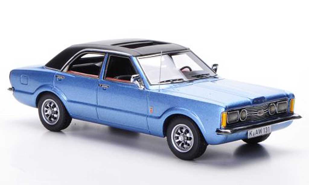 Ford Taunus 1973 1/43 Neo 1973 GXL blauw/mattzwart 4-Turer modelauto