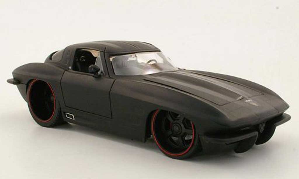 Chevrolet Corvette C2 1/18 Jada Toys C2 Stingrijs mattzwart/zwart 1963 modelauto