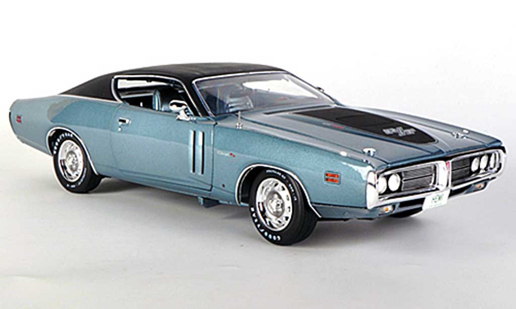 Dodge Charger 1971 1/18 Ertl 1971 R/T 426 blauwgrijs/mattzwart modelauto