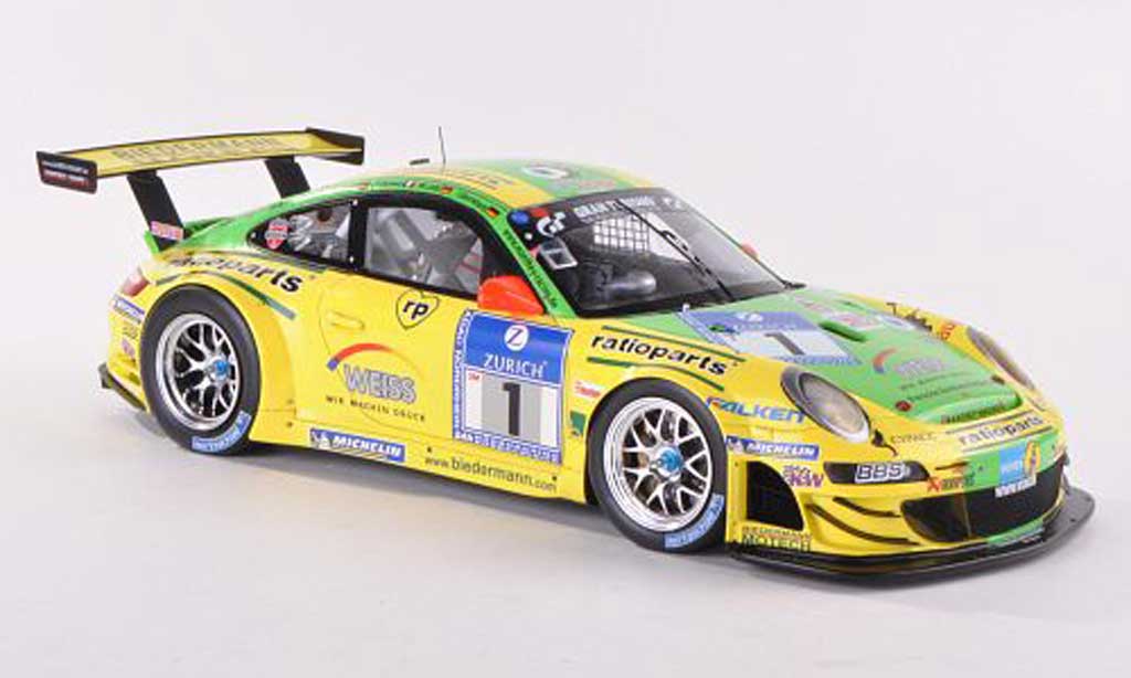 Porsche 997 GT3 RSR 1/18 Spark GT3 RSR 2009 No.1 Ratioparts Manthey Racing 24h Nurburgring modelauto