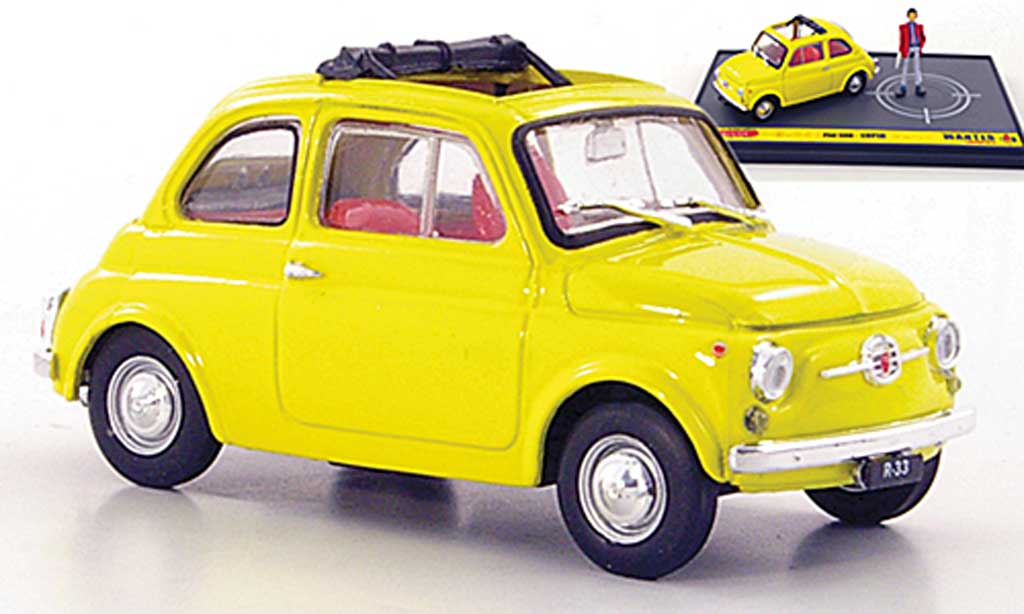 Fiat 500 1/43 Brumm geel Lupin ''Wante- Lupin the 3rd'' modelauto