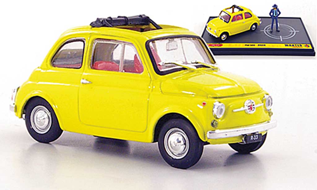 Fiat 500 1/43 Brumm geel Jigen ''Wante- Lupin the 3rd'' modelauto