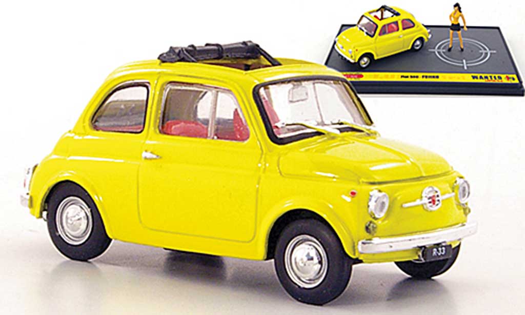Fiat 500 1/43 Brumm geel Fujiko ''Wante- Lupin the 3rd'' modelauto
