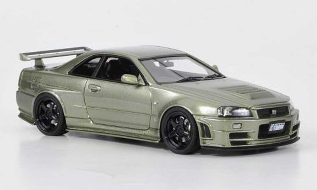 Nissan Skyline R34 1/43 HPI R34 GT-R Nismo Z-Tune grijsgrun modelauto