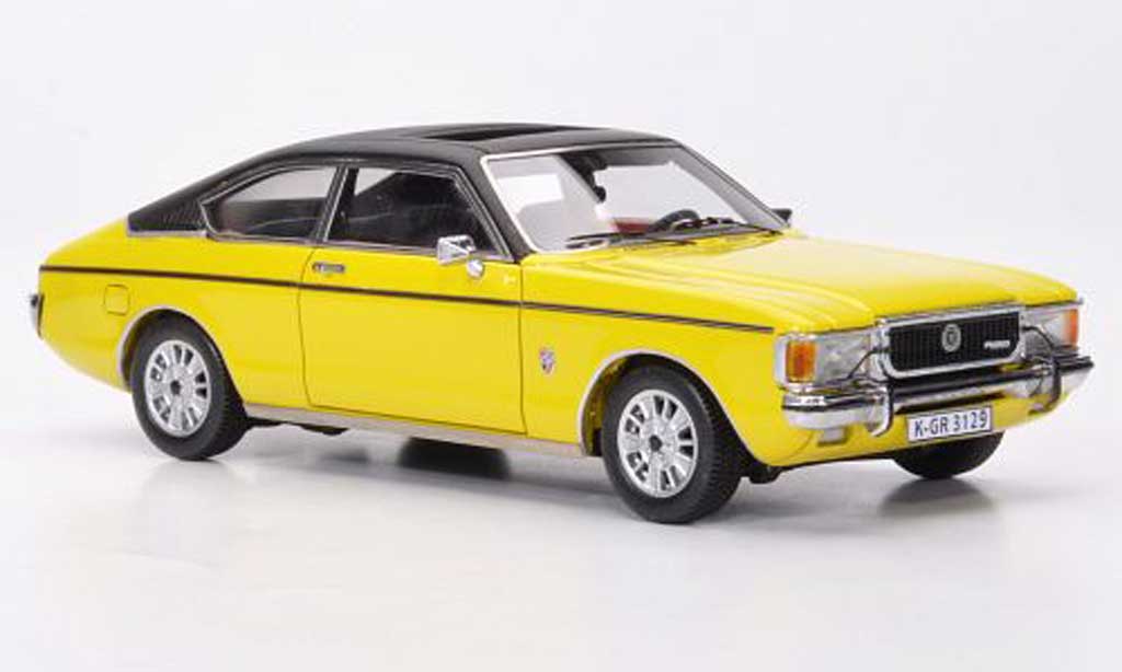 Ford Granada 1/43 Neo MKI Coupe geel/zwart 1976 modelauto