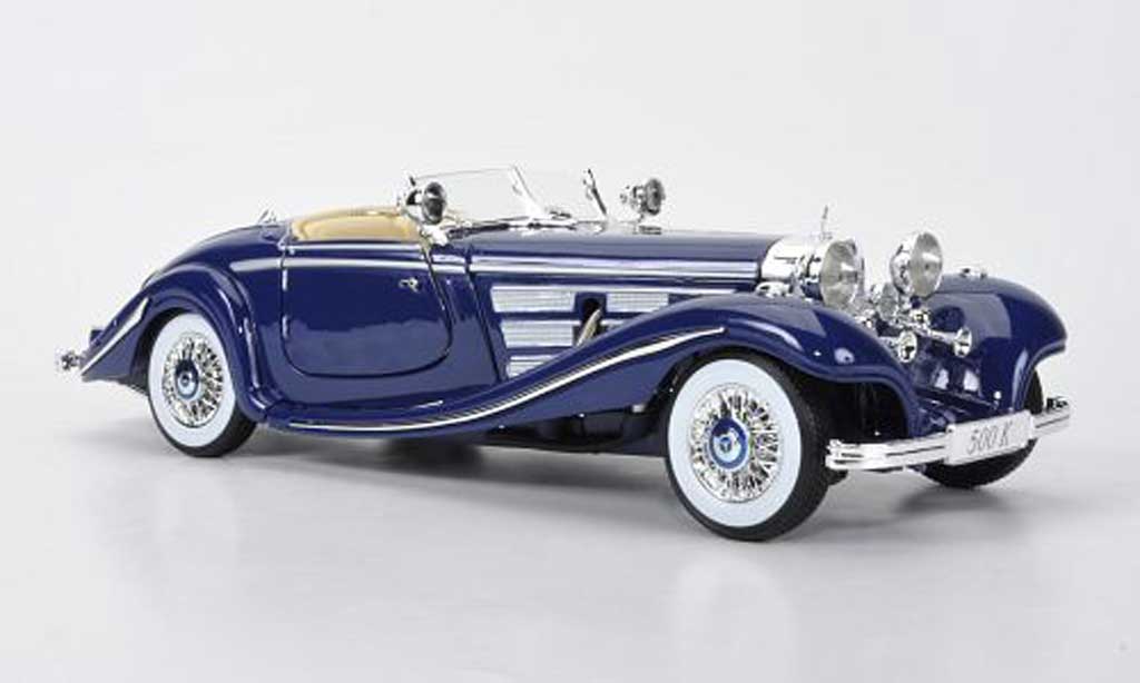 Mercedes 500 K 1/18 Maisto K blauw 1936 modelauto