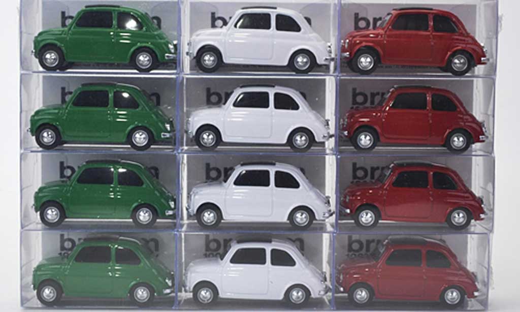 Fiat 500 1/43 Brumm 12er-Set: Nuova Tricolore grun wit rood 1957 modelauto