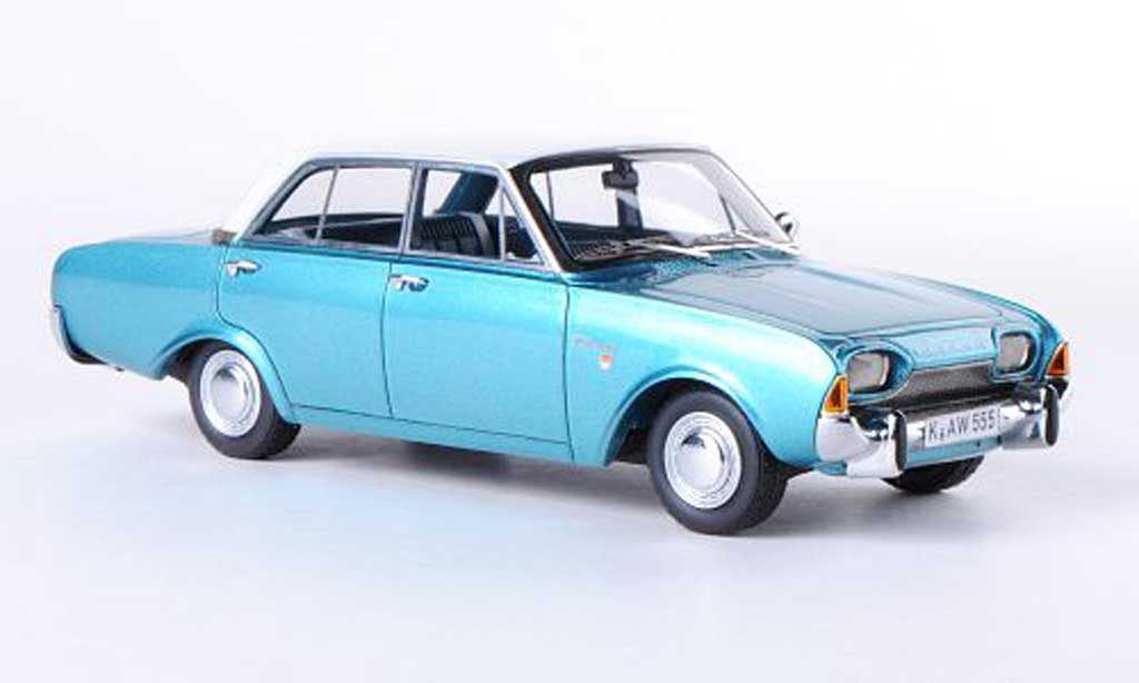 Ford Taunus 1960 1/43 Neo 1960 17M (P3) blauw/wit 4-Turer modelauto