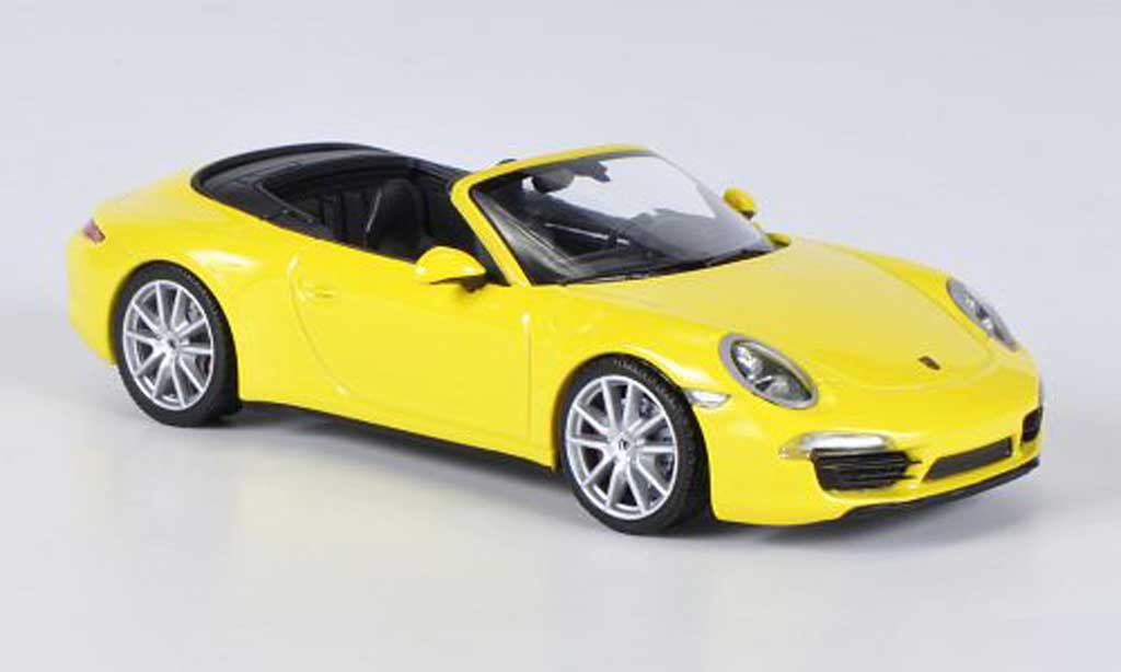 Porsche 991 4S 1/43 Minichamps Carrera 4S Cabriolet geel 2012 modelauto