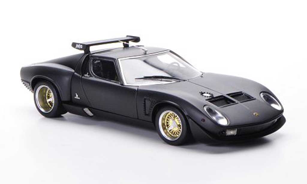 Lamborghini Miura Jota 1/43 FrontiArt Jota SVR matt zwart 1972 modelauto