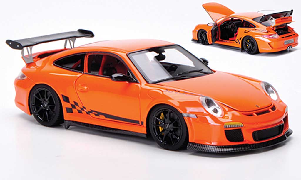 Porsche 997 GT3 RS 1/43 FrontiArt GT3 RS 2010 oranje/zwart modelauto