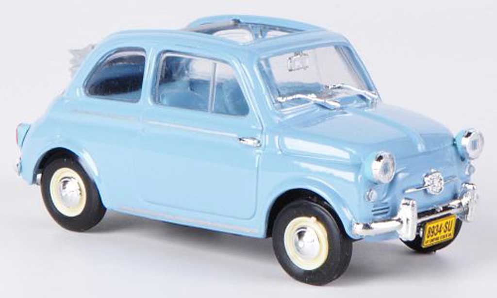 Fiat 500 1/43 Brumm America blauw Faltdach geoffnet 1958 modelauto