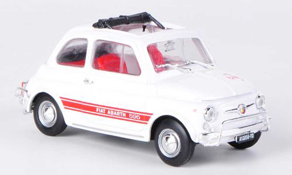 Fiat 595 1/43 Brumm Abarth LSS wit/rood offenes Faltdach 1965 modelauto