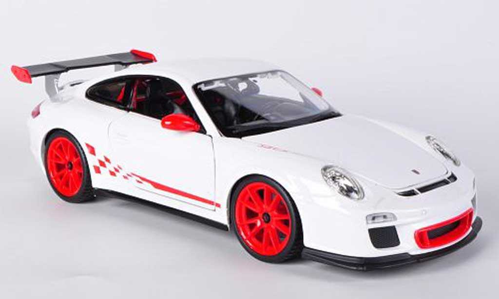 Porsche 997 GT3 RS 1/18 Burago GT3 RS wit/rood modelauto