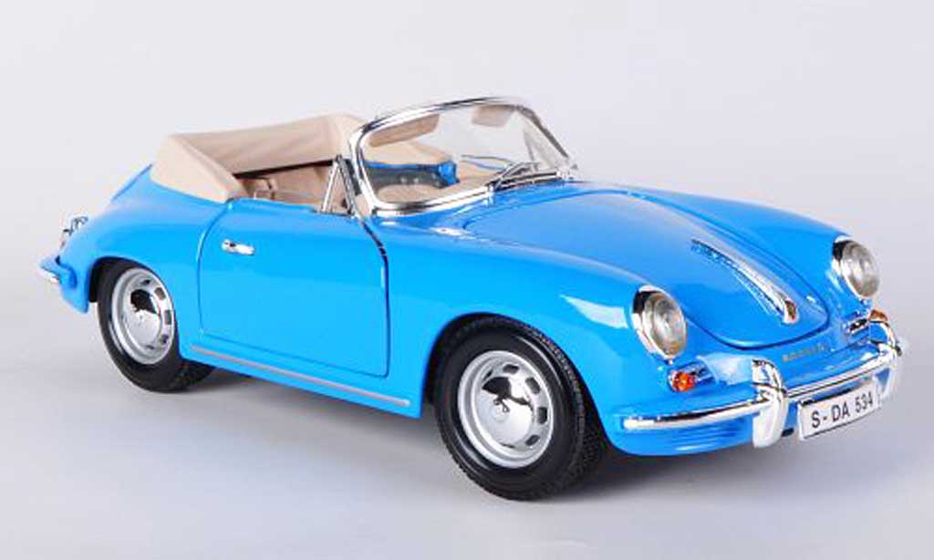 Porsche 356 1961 1/18 Burago 1961 B Cabriolet blauw modelauto