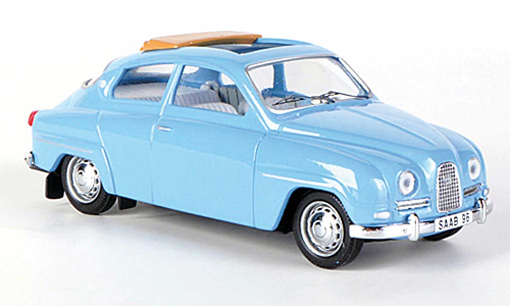 Saab 96 1/43 Skandinavisk blauw geoffnetes Faltdach 10 modelauto