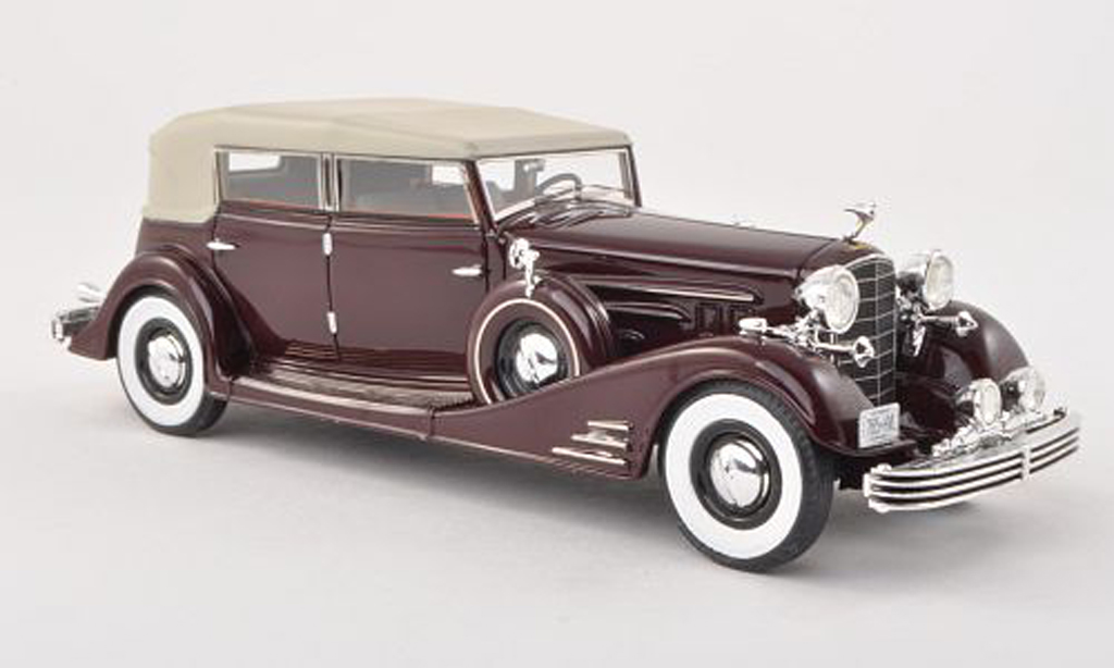 Cadillac Fleetwood 1/43 Neo Allweather Phaeton zwart-rood/zwart-beige 1933 modelauto