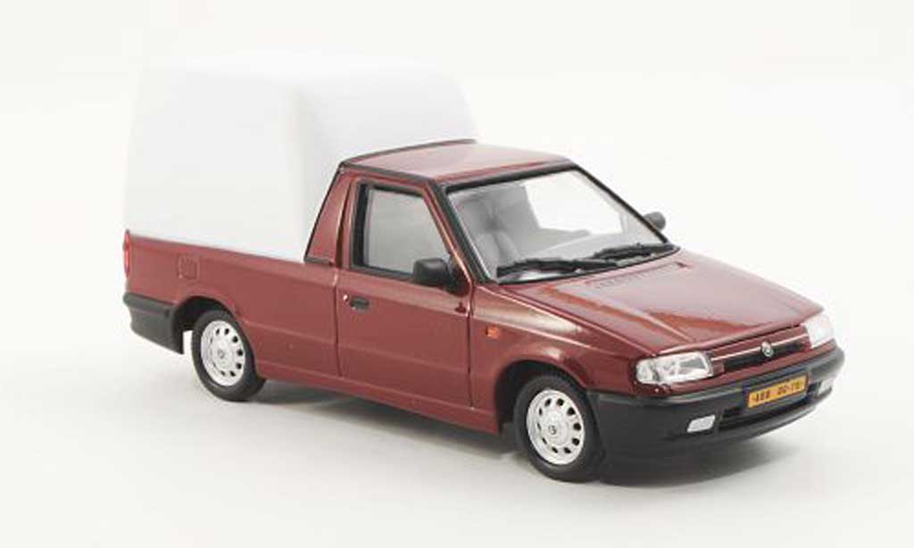 Skoda Felicia 1/43 Abrex Pick-up rood/wit 1996 modelauto
