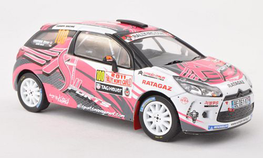 DS Automobiles DS3 R3 1/43 IXO R3 No.100 Europe Racing Rally Monte Carlo 2011 D.Elena/O.Campana modelauto