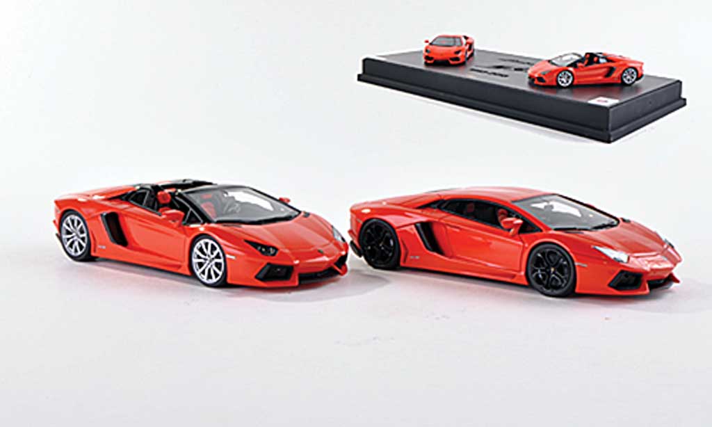 Lamborghini Aventador LP700-4 1/43 MR Collection LP700-4 Collezione Tecnica No.2: LP700-4 und LP700-4 Roadster oranje modelauto