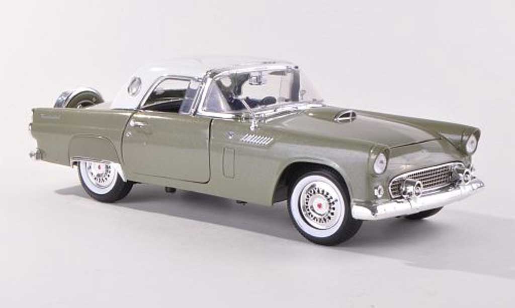 Ford Thunderbird 1956 1/18 Motormax 1956 Hardtop grijs-grun/wit modelauto
