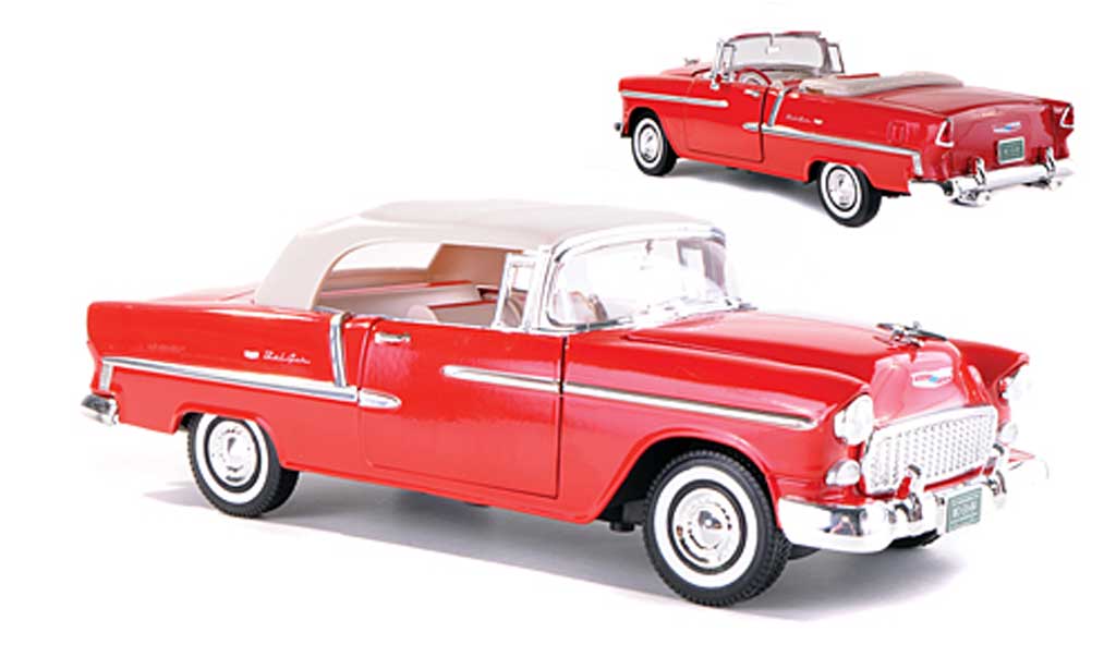 Chevrolet Bel Air 1955 1/18 Motormax 1955 Cabriolet rood modelauto