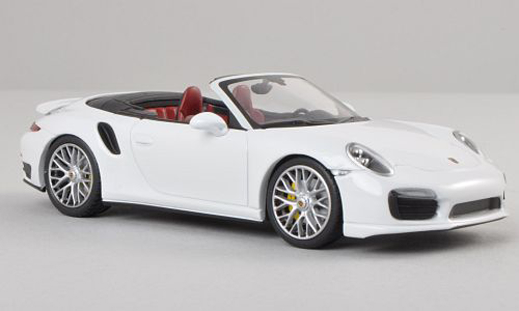 Porsche 991 Turbo S 1/43 Minichamps Turbo S cabriolet wit 2013 modelauto
