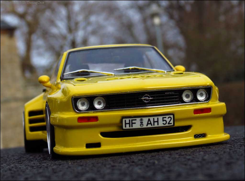 Opel Manta A geel kit carrosserie sur mesure jantes en nid d'abeilles 1/18 Norev