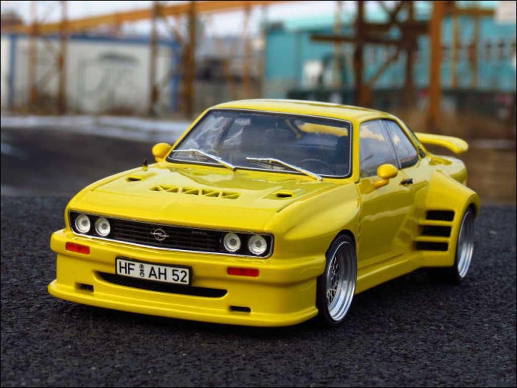 Opel Manta A geel kit carrosserie sur mesure jantes en nid d'abeilles 1/18 Norev